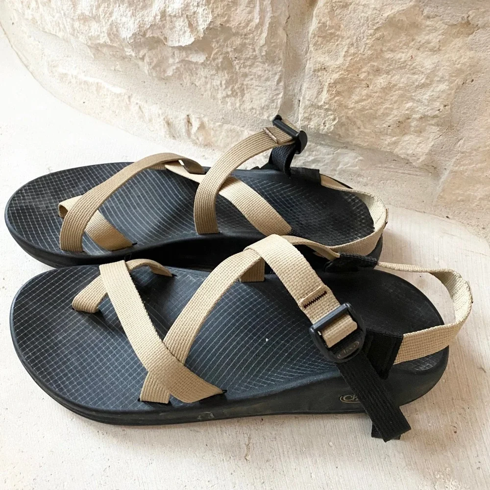 Chaco Z1 Classic Mens Sandals Black Tan Size M13 Adjustable Straps‎